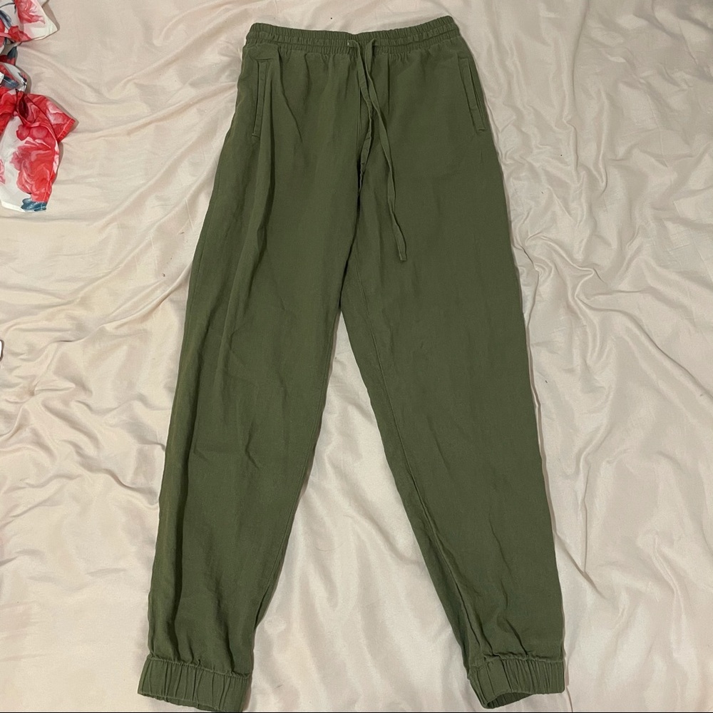 Papaya Green Linen Pants